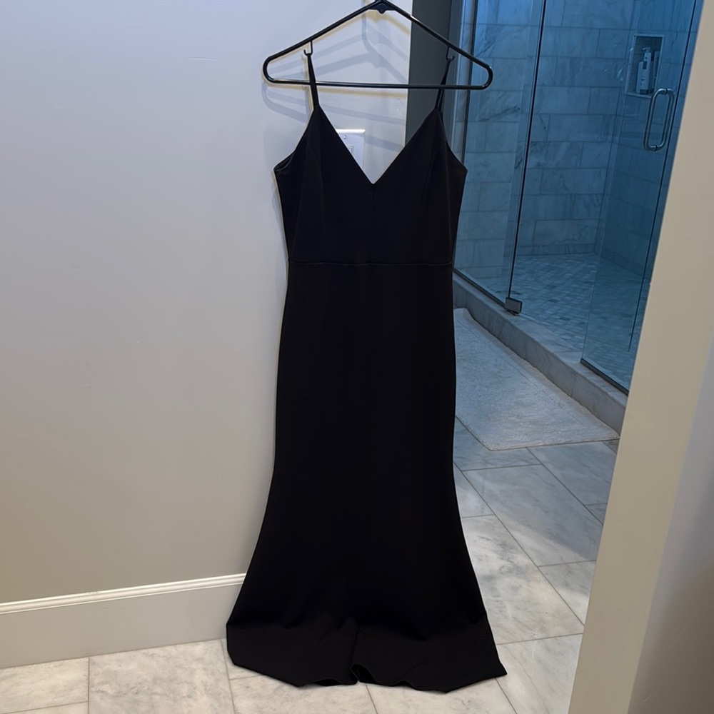 Elegant Black Evening Gown with mesh back button panel